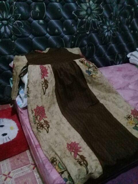 Gamis Batik Sogan Kembang Warna Jumbo Mataram Primisima (ada Hem-nya)