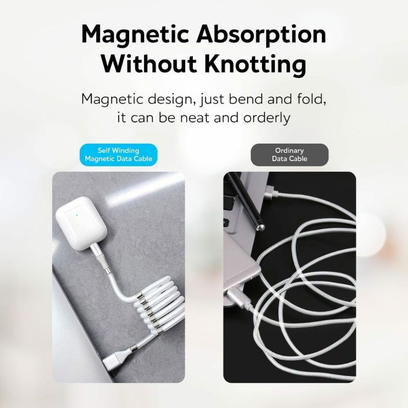 KABEL DATA GULUNG magnet fast charging iphone micro type c usb lightning magnetic oppo vivo original