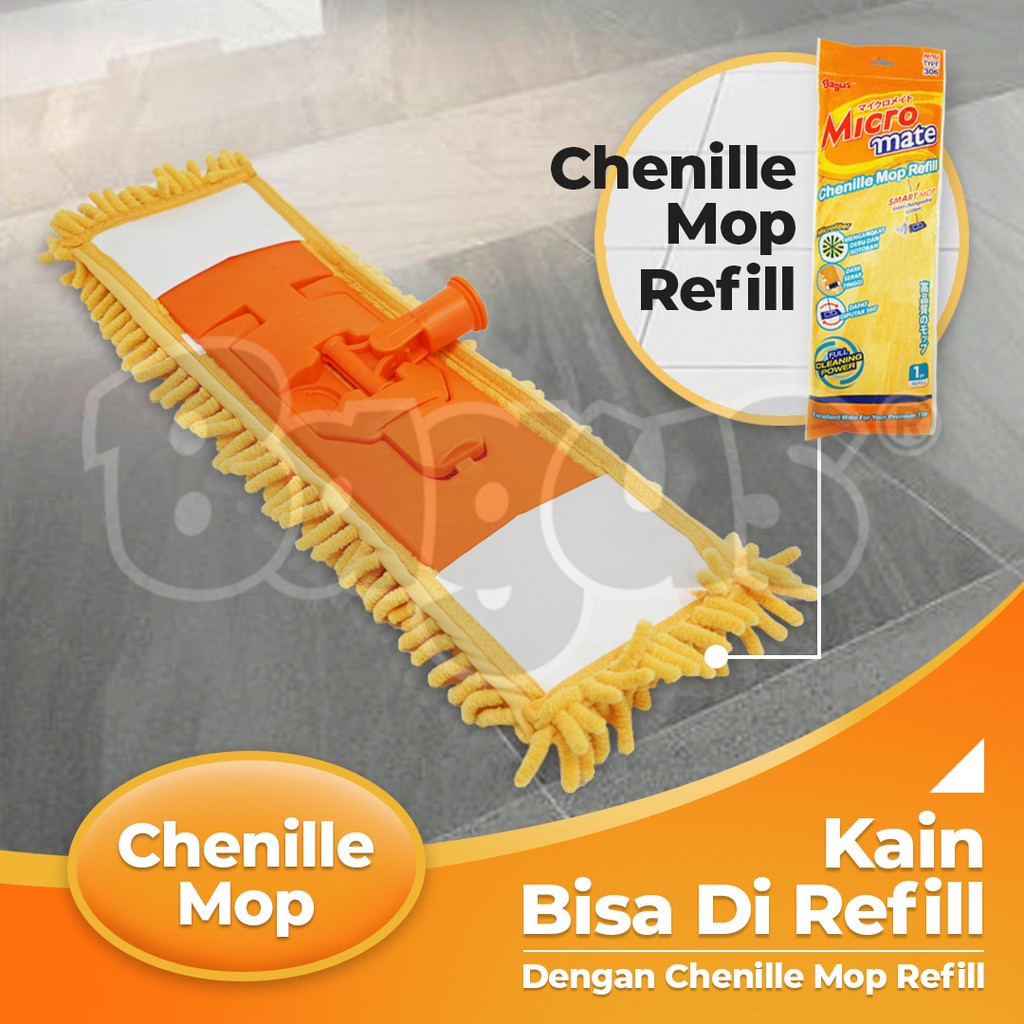 Refill Bagus Micromate Chenille Mop Refill Pel Alat Pel Lantai 322