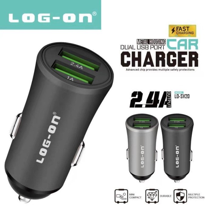 CAR CHARGER MOBIL SAVER SV35 SV33 SV32 SV30 SV20 HOUSING METAL DUAL USB 2.4A FAST CHARGING