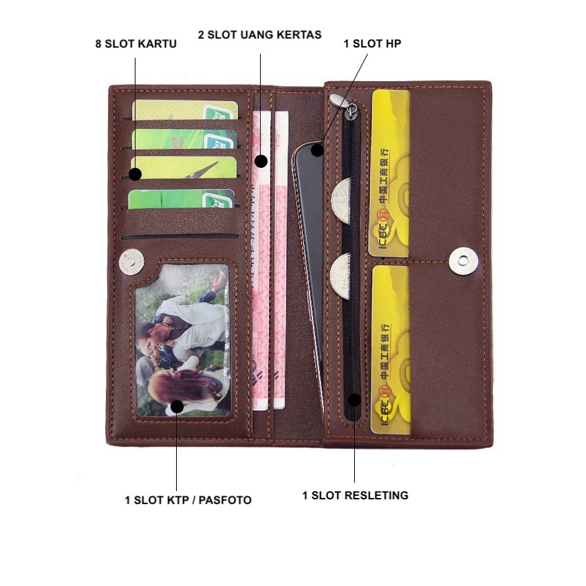 DOMPET PANJANG TEBAL PRIA BAHAN SEMI KULIT KUALITAS TINGGI ORIGINAL MENBENSE 999-14 WALLET PURSE