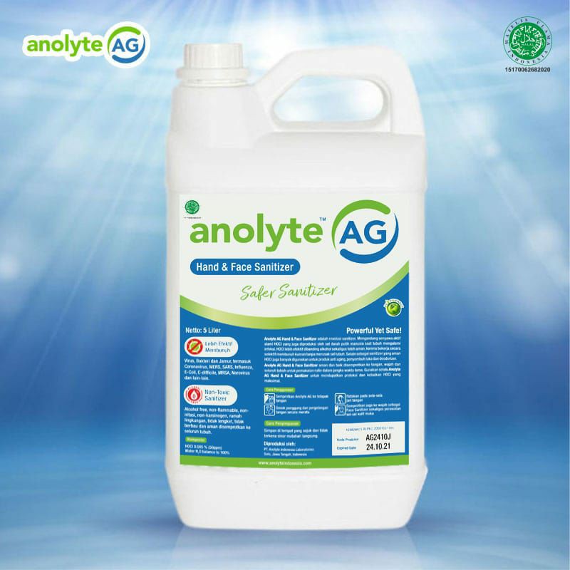Hand Sanitizer HOCI Anolyte jerigen 5 Liter, Hand Sanitizer Non Alkohol,Hand sanitizer Tidak lengket