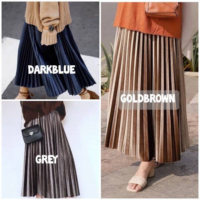 Rok Pleats Velvet Vanilla Hijab