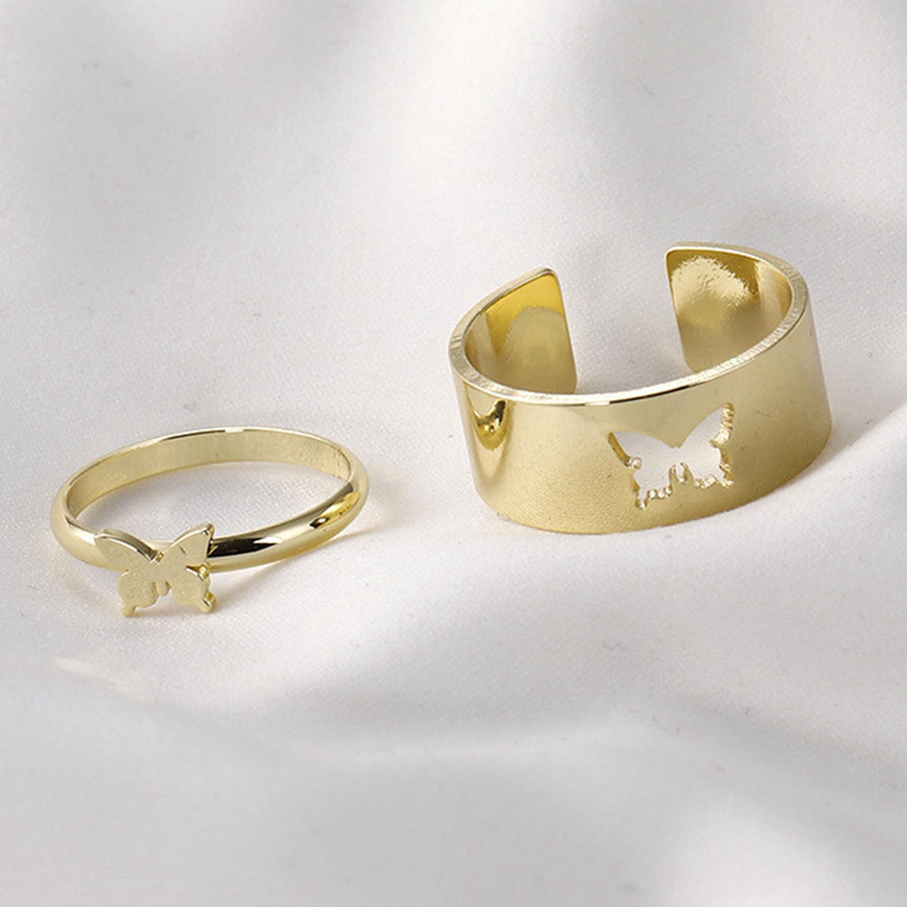 Hu Hu Hu Hu Hu Alat Bantu Pasang Kacamata♡ 2pcs / Set Cincin Pasangan Bentuk Bulan Warna Solid Gaya Punk Untuk Hadiah Ulang Tahun Pernikahan