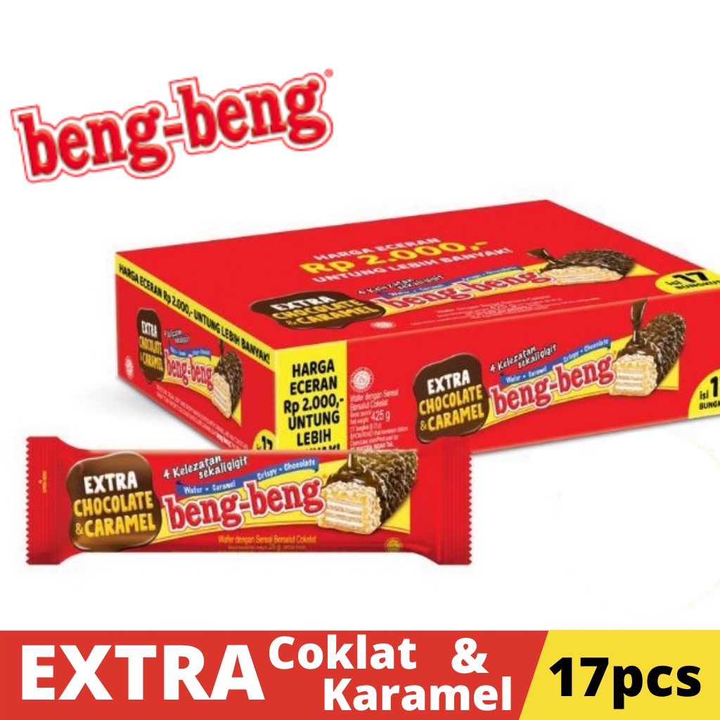 Beng Beng 1 dus isi 17 pcs Cemilan Makanan Ringan Wafer Coklat dan Karamel