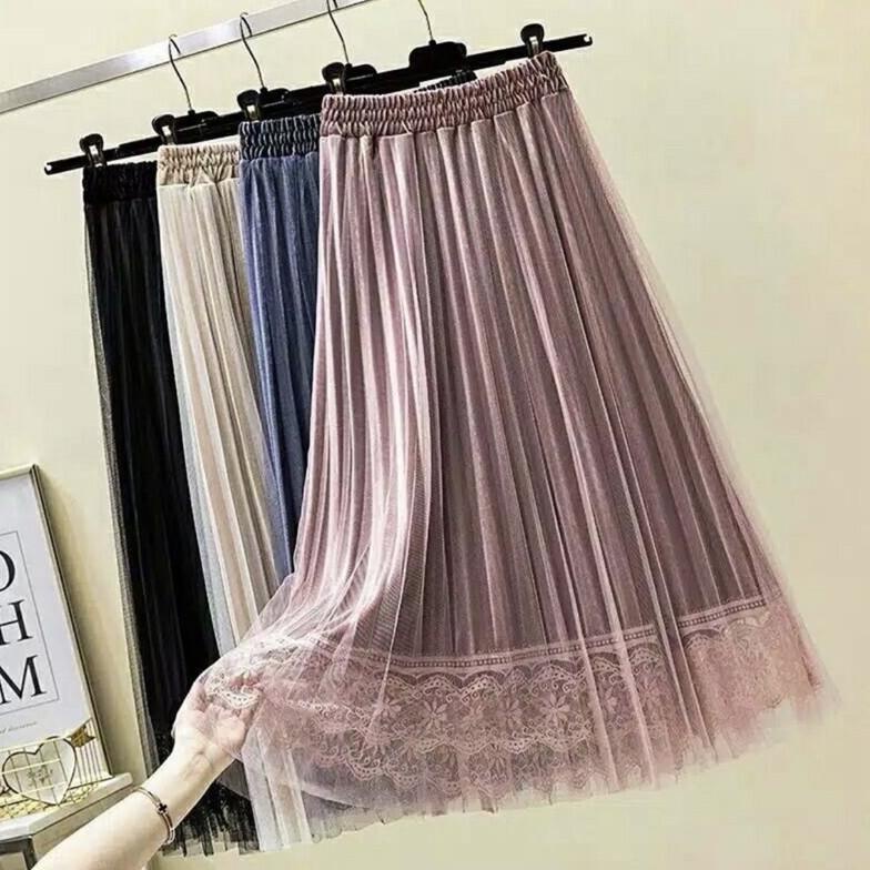 Rok Tutu Renda Maxi Skirt Premium Import/ Rok Tutu Brokat Tille/ Bawahan Wanita