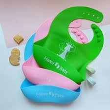 baby happy sleber silicone 9189 / celemek makan bayi / tatakan liur