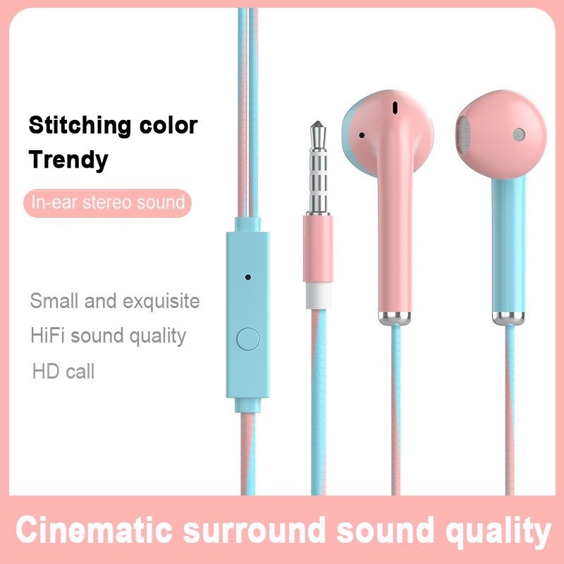 [3.5mm Interface Stereo Wired Earphones in-Ear with Microphone] [Universal Phone Game Earphone Drive-by-Wire Music Headset ]