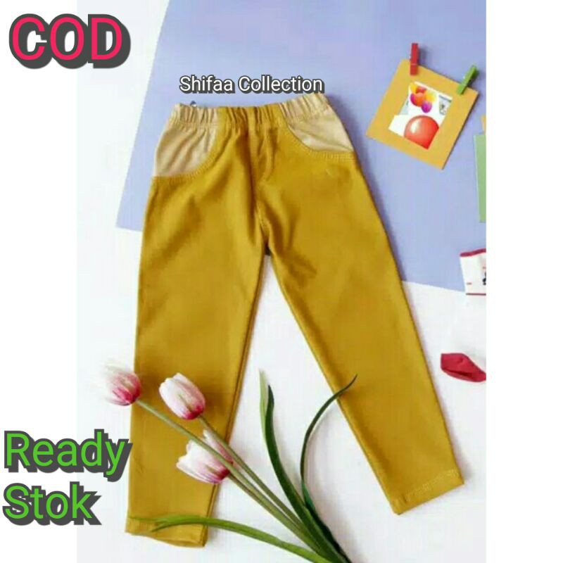 Celana Legging Denim Kantong / Pocket Anak&quot; Ukuran S,M,L  (LGa)