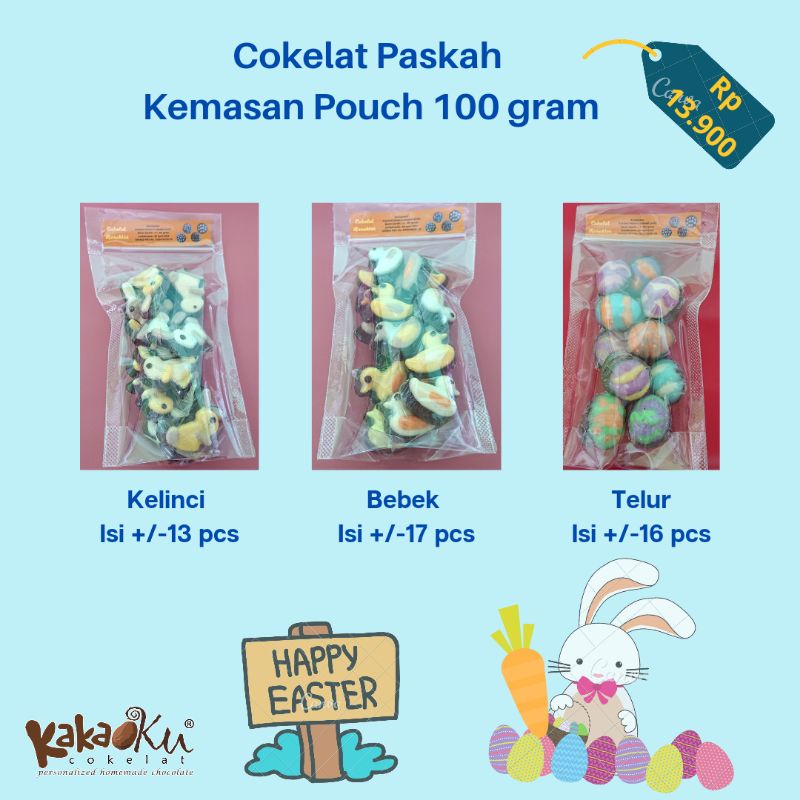 

Cokelat Karakter Paskah Kemasan Pouch 100 gram