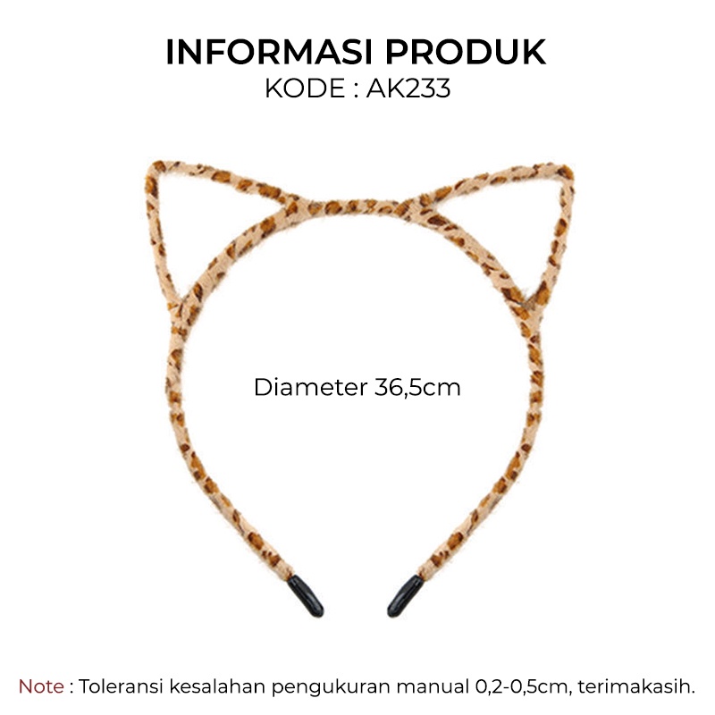 Bando Korea Dewasa Motif Telinga Kucing Bulu Coklat Loreng Aksesoris Fashion Cewe Kekinian AK233