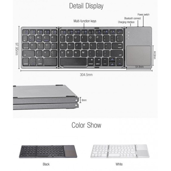 SOHA KYB-003 Wireless Bluetooth Keyboard Lipat Folding Magnetic With Touchpad Keyboard Portable Track pad