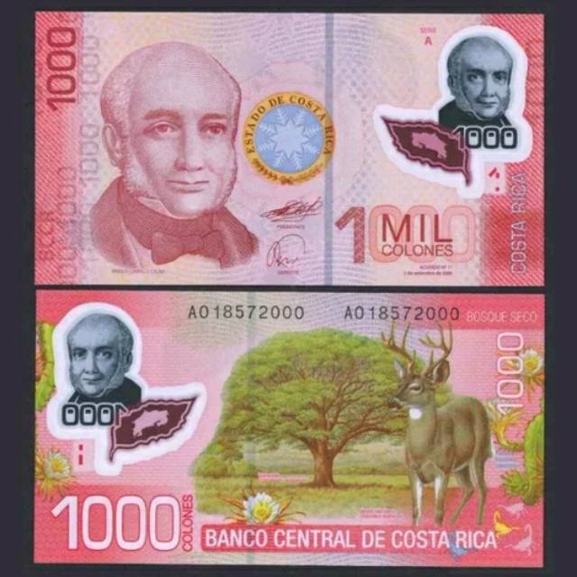 UANG ASING COSTA RICA 1000 COLONES 2017 UNC POLYMER ORIGINAL