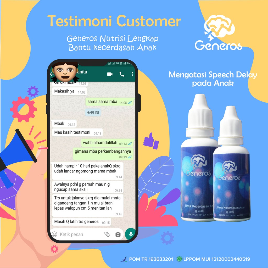 Generos Original - Multivitamin Nutrisi Atasi Telat Bicara Speech Spech Delay 10 Tetes Perhari Anak Cerdas &amp; Lancar Bicara Solusi Hiperaktif Tingkatkan Kecerdasan &amp; Daya Ingat