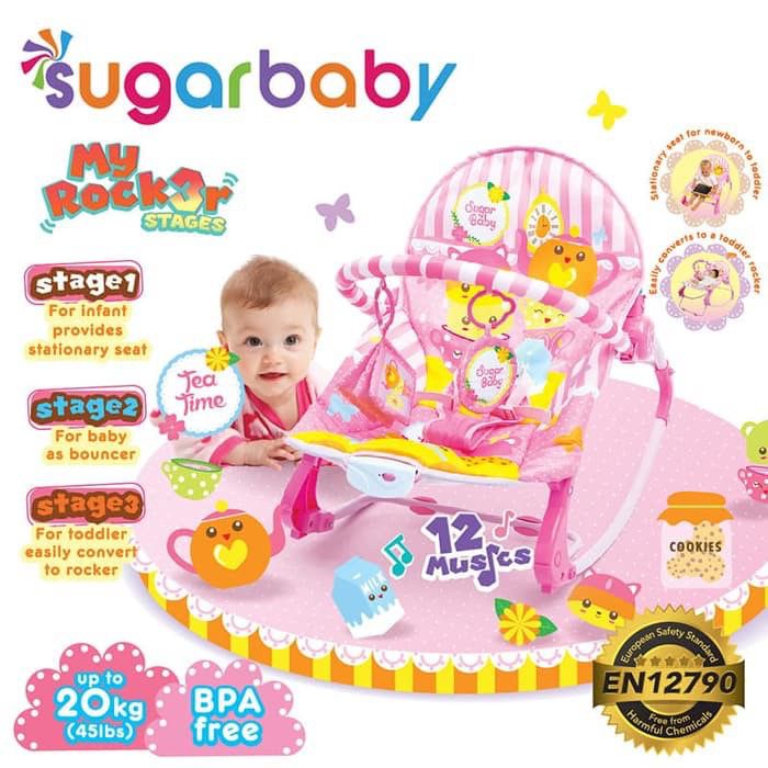 READY GOJEK Bouncer Kursi Goyang Manual Bayi Space Baby Sugar Baby Mastela 10in1-Pink Bouncer Sugar
