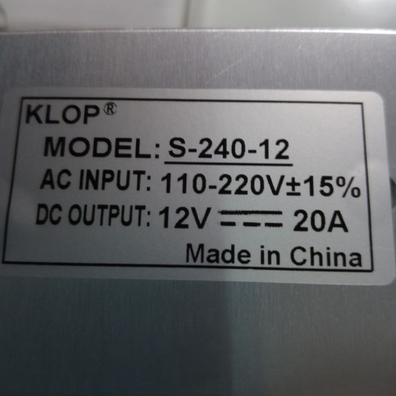 POWER SUPLY 12v 20A