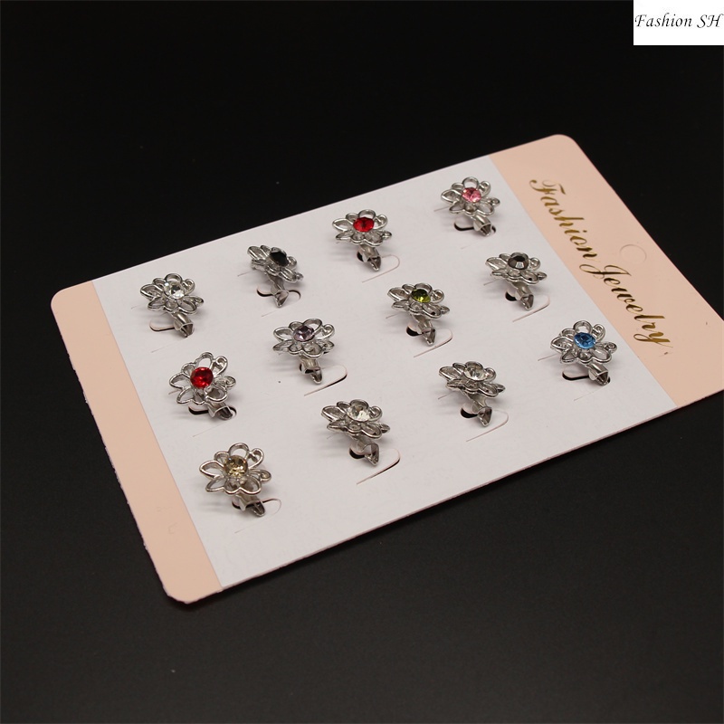 12pcs Bros Pin Butterfly Kecil Hias Kristal Untuk Aksesoris Scarf Wanita M70047