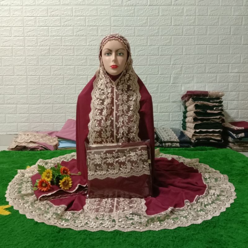 Allutfa Mukena Dewasa Shireen Katun Mikro Renda Mewah Jumbo