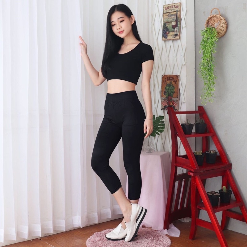 LEGGING 7/8 HIGHWAIST POLOS / LEJING AEROBIC / CELANA LEGGING SEBETIS / LEGING SENAM