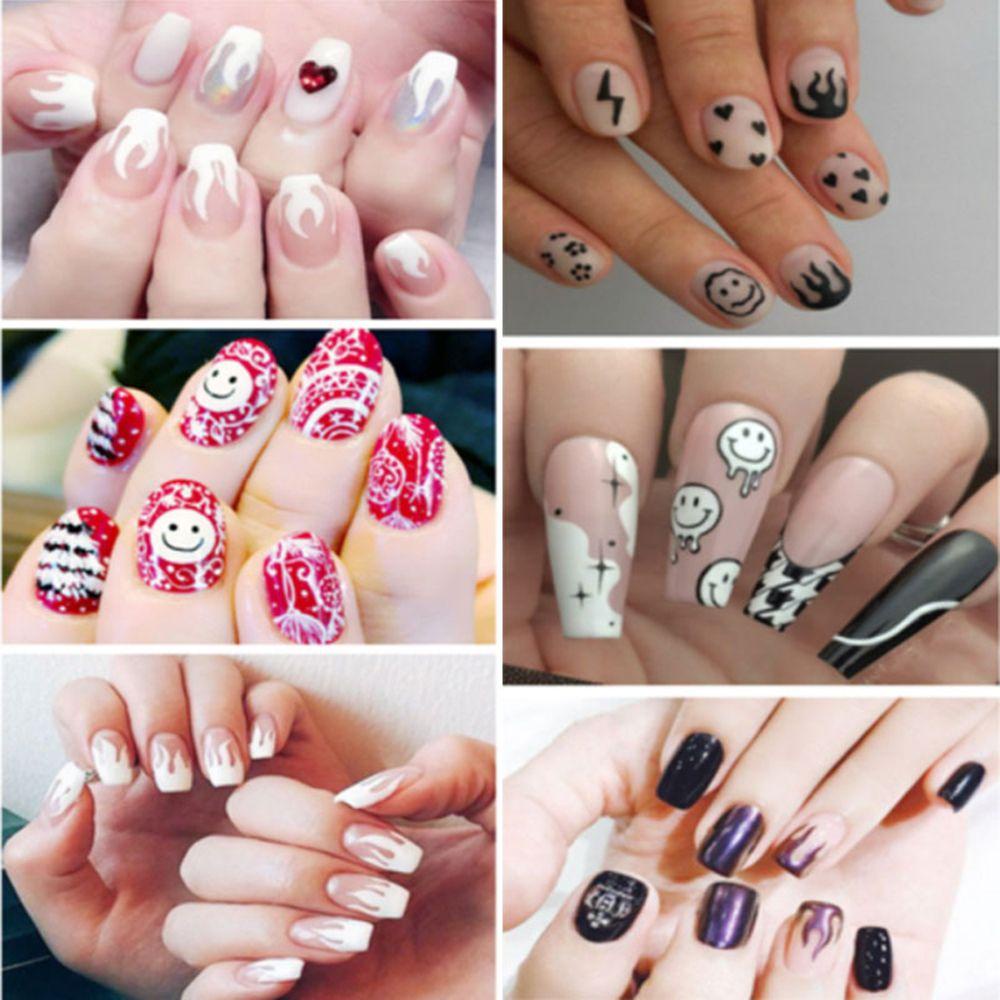 Mxbeauty Smiley Stiker Kuku Wanita Warna-Warni Perekat Diri Fashion Nail Art Dekorasi