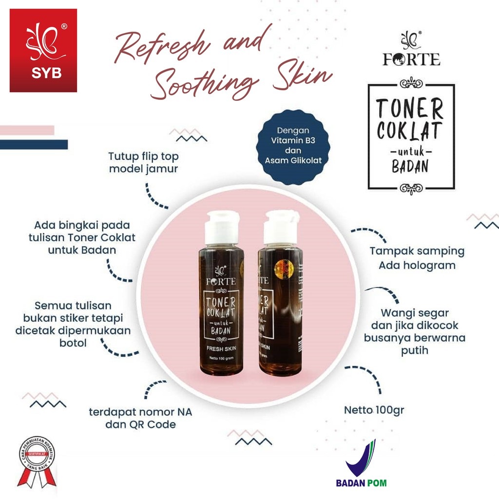 SYB Toner Badan Red Jelly | Toner Coklat 100ml | Toner Wajah Putih | Toner Tubuh (✔BPOM) (KIM)