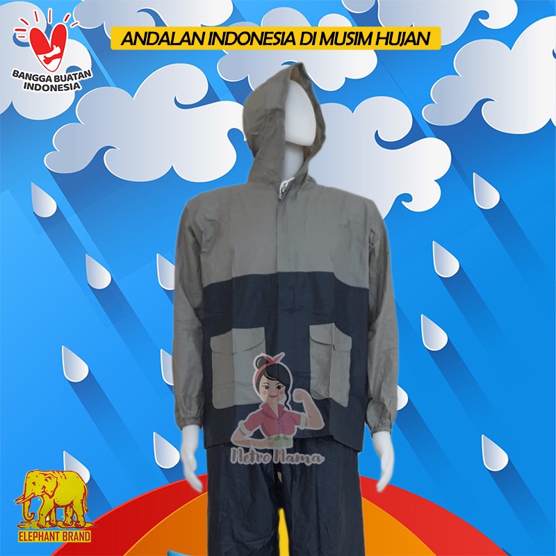 Jas Hujan Stelan Jaket Celana GAJAH ELEPHANT BRAND Kombinasi T 212R Bicolor