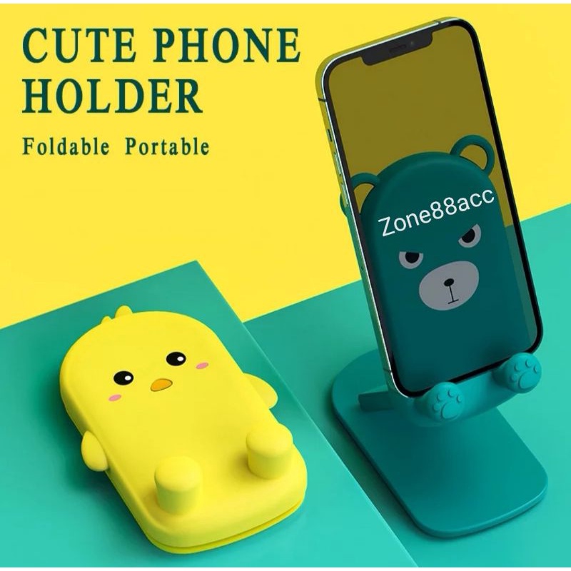 Phone Holder Cute Standing Karakter icon kartun Lucu Universal Handphone Smartphone HP Stand imut meja kantor lipat Portable Foldable