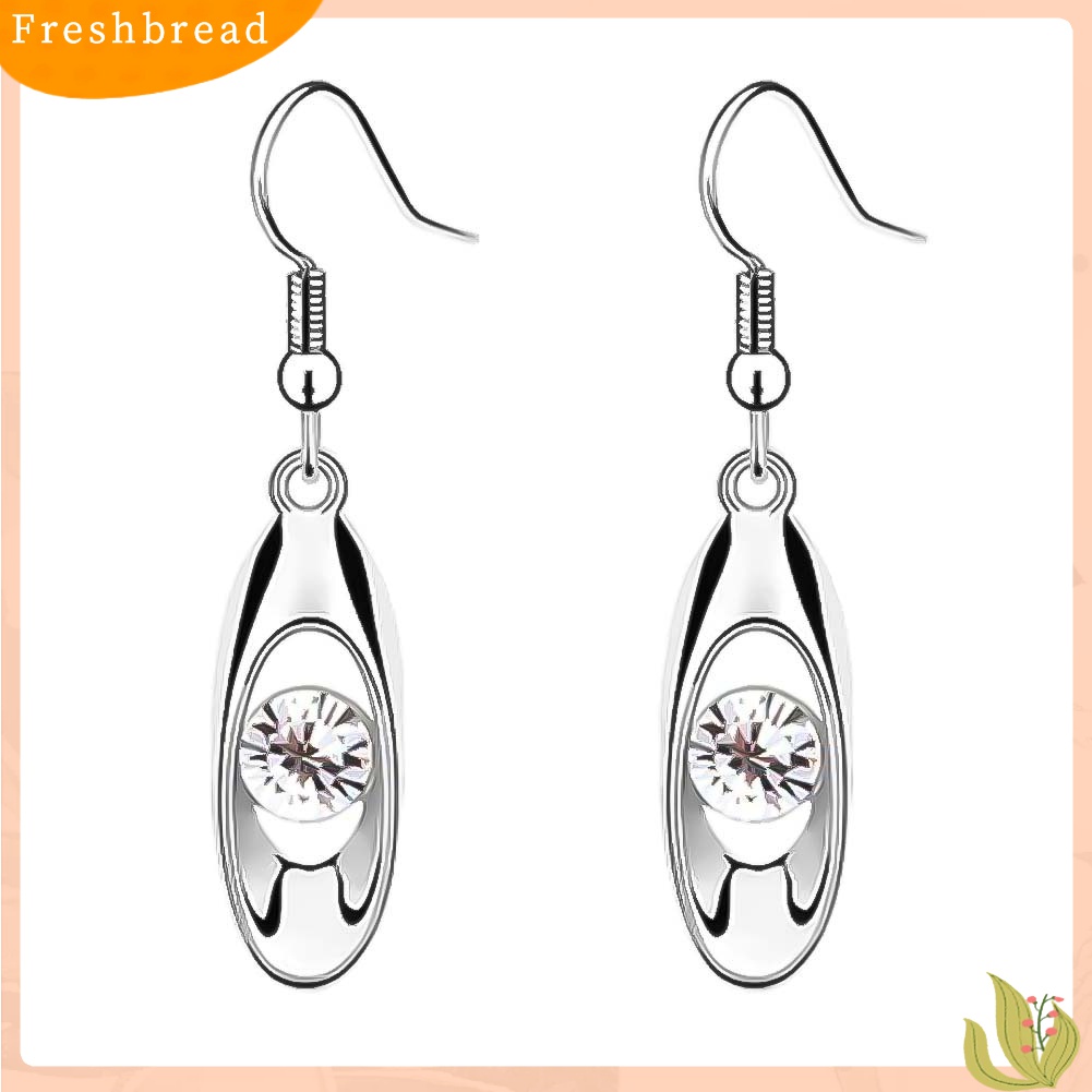 Terlaris Women Round Cut Rhinestone Inlaid Water Drop Dangle Hook Earrings Jewelry Gift