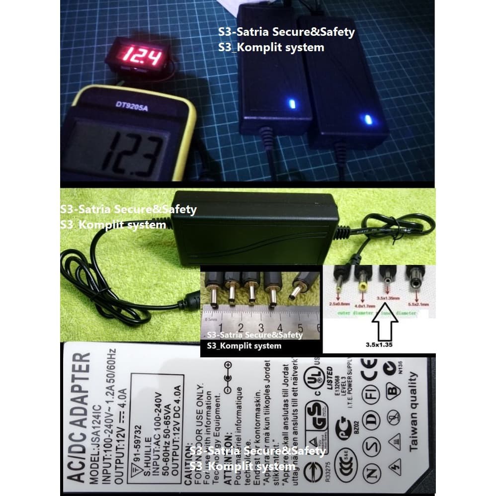 Adaptor 12v 2.5A 12V 3a Ukuran 3,5 mm x 1,35 mm jack 3.5mm x 1.35 mm