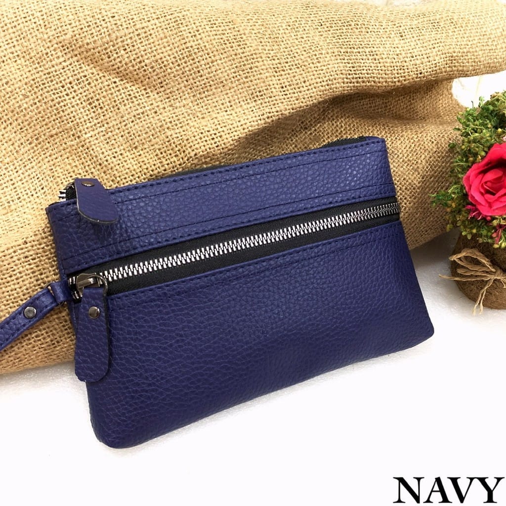 OMI DOMPET WANITA MURAH POUCH PAVIRUT SEMUA MASUK HP KUNCI HAND BAG ALL IN ADA TALI-NAVY 2 RISLETING