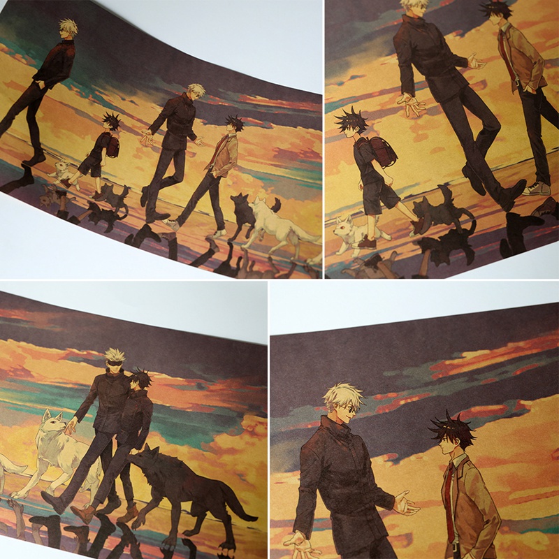 Poster Lukisan Dinding Desain Anime Jujutsu Kaisen Bahan Kertas Kraft Untuk Dekorasi Ruang Tamu-6