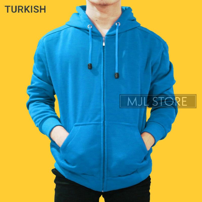 (promo) Jaket zipper polos L,XL,XXL turkish pria wanita hoodie mjl store