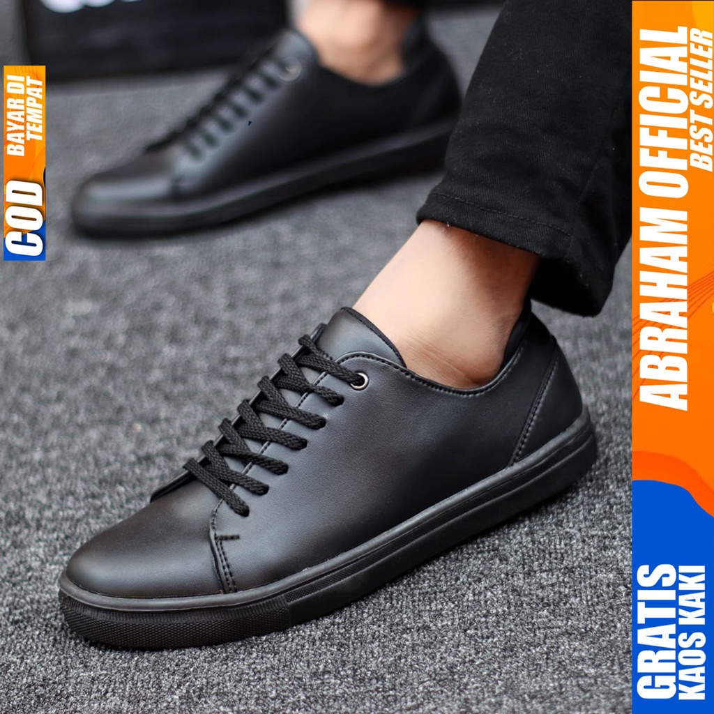 Abraham Troy - Sepatu Casual Sneakers Pria Kerja Santai Hitam