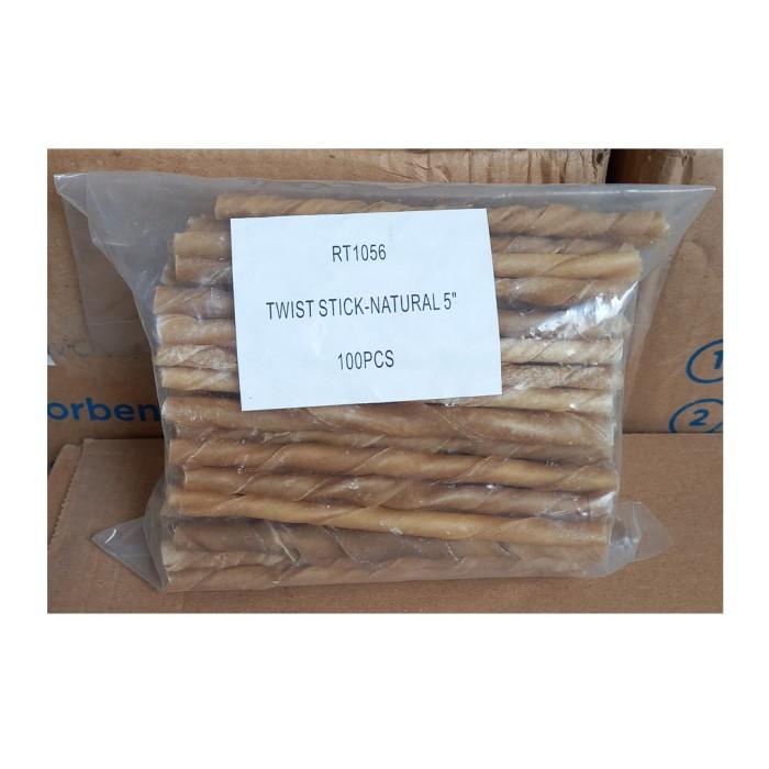 Nay Tulang / [Isi : 100 Pcs] Snack Tulang Twist Stick Natural 5" Gigitan Anjing