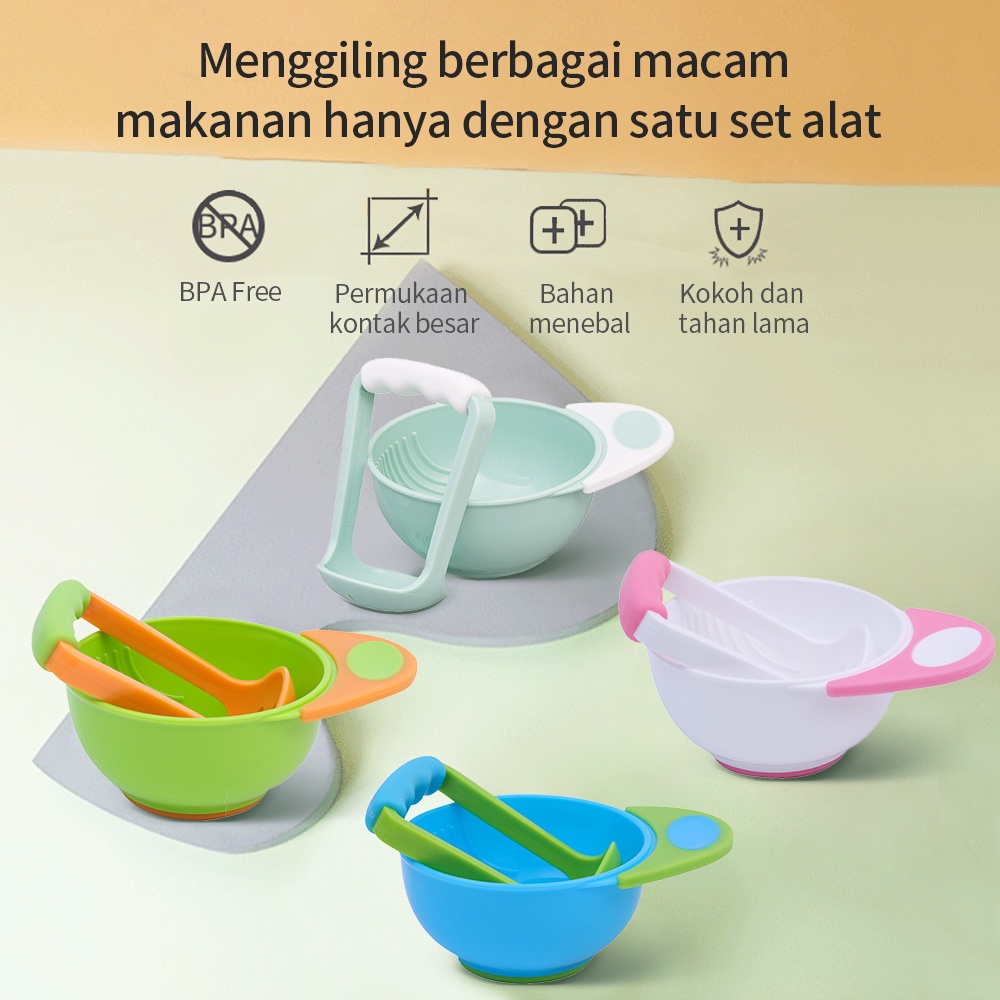 Aikoky Baby Food Maker Set Grinding Bowl Mpasi Alat Pembuat Makanan Bayi