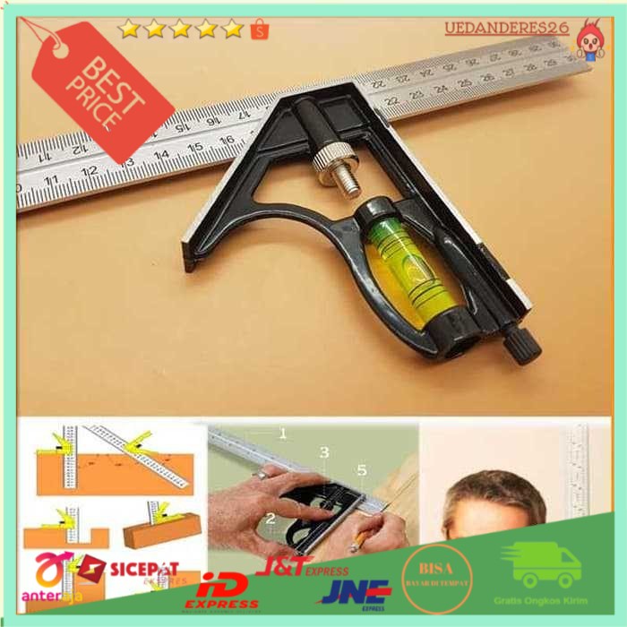 

Taffware Mistar Penggaris Siku Tukang Multifungsi