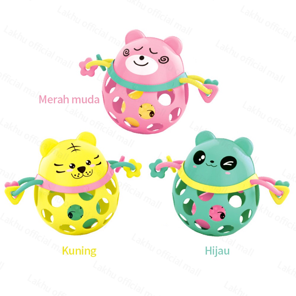 Lakhu mainan rattle bayi baby rattle toys mainan rattle bola karet lembut kartun dan music