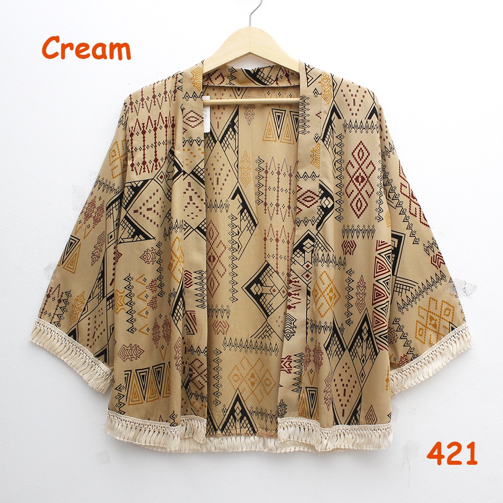 𝑱𝒂𝒌𝒂𝒓𝒕𝒂𝑭𝒂𝒔𝒉𝒊𝒐𝒏 cardigan outer katun motif batik rumbai kardigan bohemian etnic cantik boho tribal