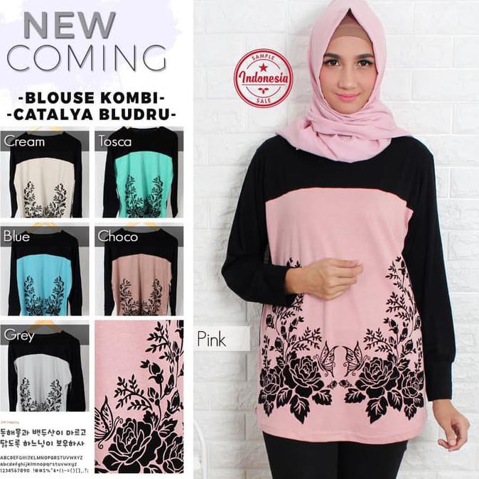 promo kaos muslim/baju muslim/pakaian muslim wanita model kombinasi catalya terbaru