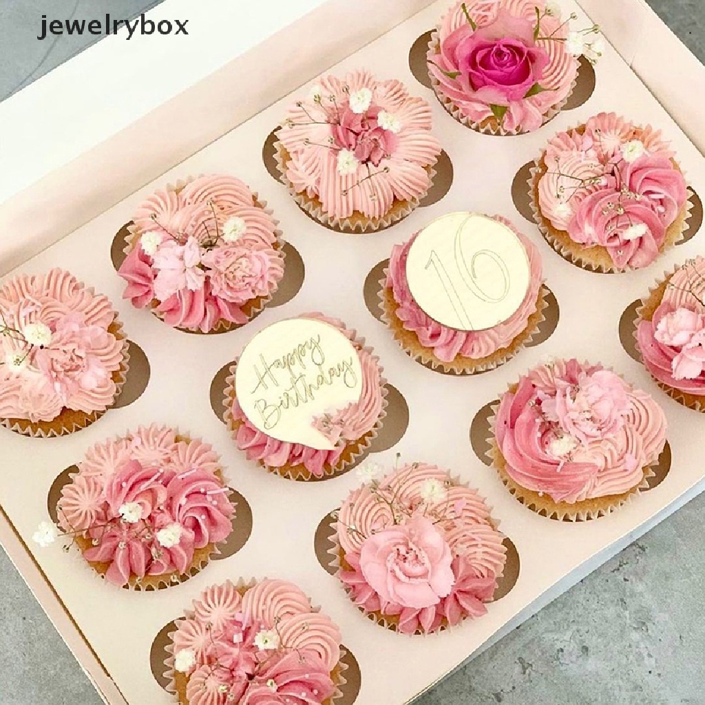 Topper Kue Ulang Tahun Bentuk Lingkaran Bahan Akrilik Warna Rose Gold