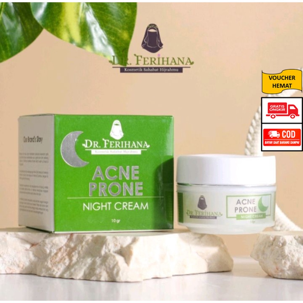 ACNE PRONE NIGHT CREAM/KRIM MALAM /KRIM JERAWAT/KULIT BERMINYAK/DR.FERIHANA/BPOM/AMAN BUMIL/HALAL