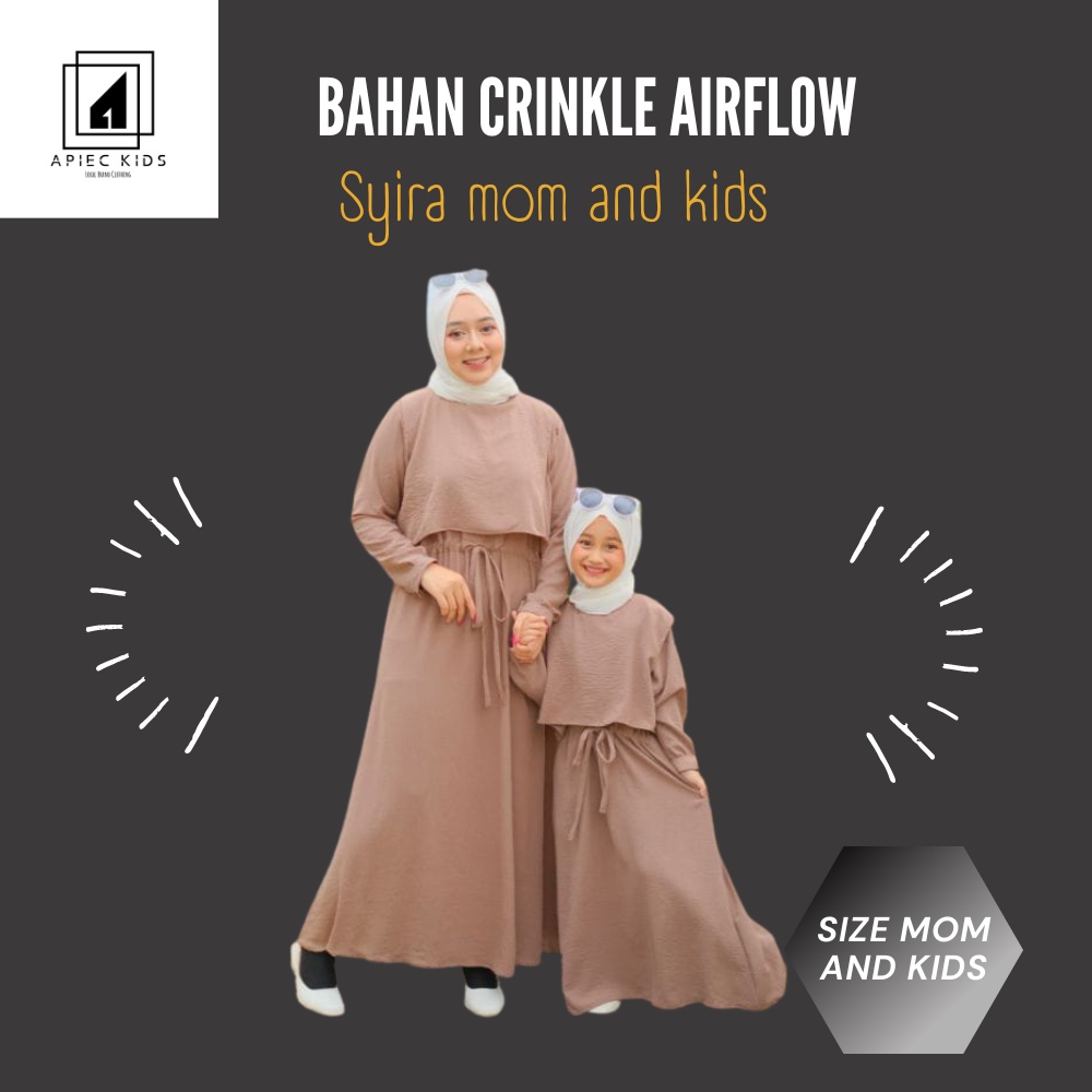 Syira Dress Gamis Mom And Kids Ibu dan Anak perempuan Bahan Crinkle Airflow Premium Terlaris Termura