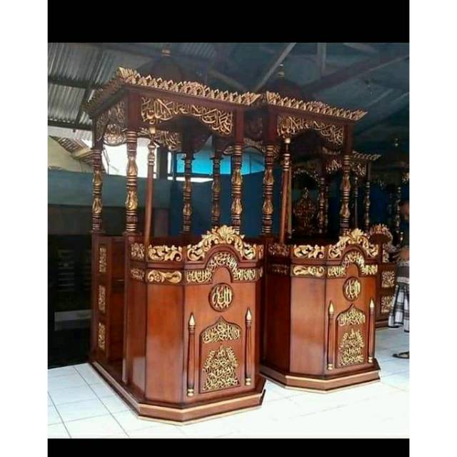 Mimbar kayu jati/ mimbar masjid/ mimbar dakwah/ mimbar custom/ mimbar masjid mewah