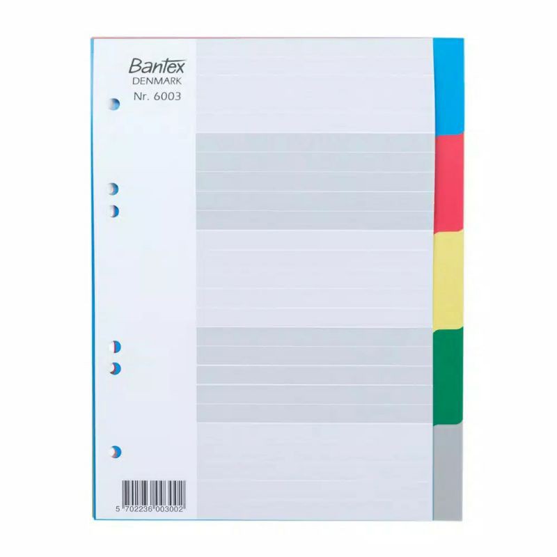 

Bantex PP Pembatas Binder Divider Size A5 5 Lembar Index Warna