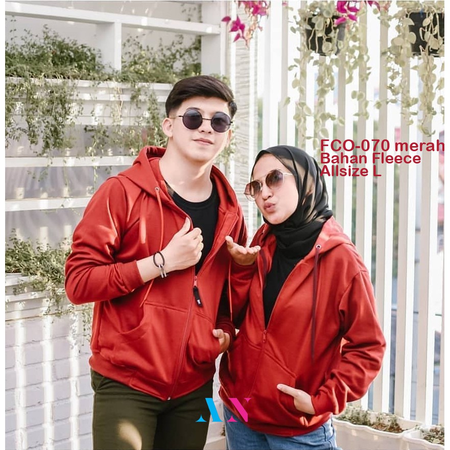 AA1 - Jaket Polos Fleece Tebal Cowok Pria || COD || L XL XXL || FCO-070