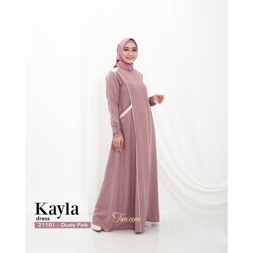 Gamis Polka Motif Kayla Kode 21101 Dress By Taneem Muslim Dress