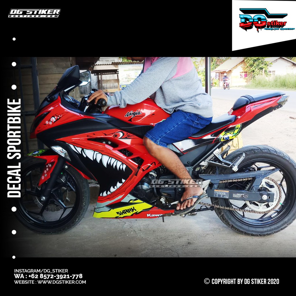 Decal Striping Full Body Ninja 250 Fi Merah Shark 2018 DG Stiker