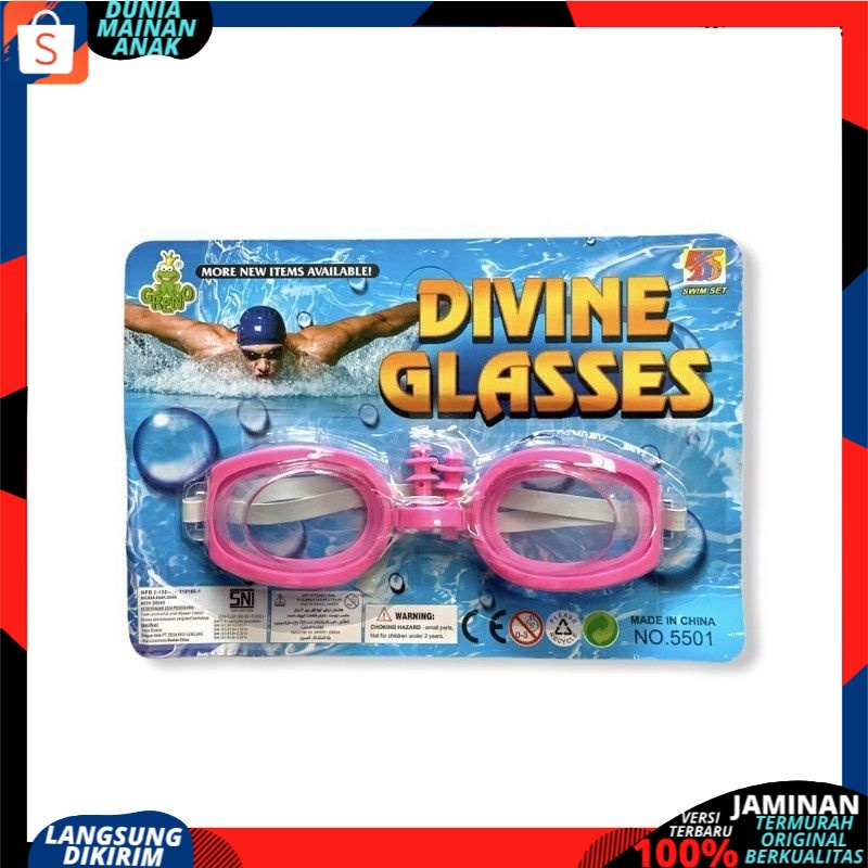 KACAMATA RENANG BERENANG ANAK COWOK CEWEK ALL SIZE OLAHRAGA OUTDOOR DIVINE GLASS MURAH