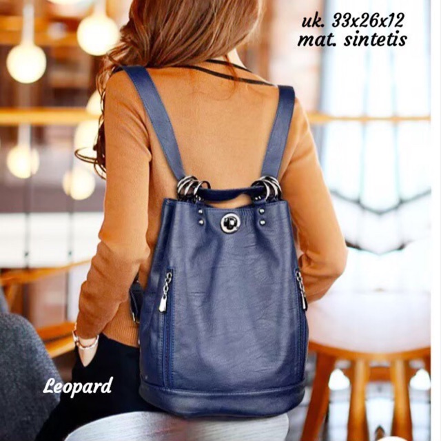 Tas backpack stylish mat sintetis TABUNG-SERUT