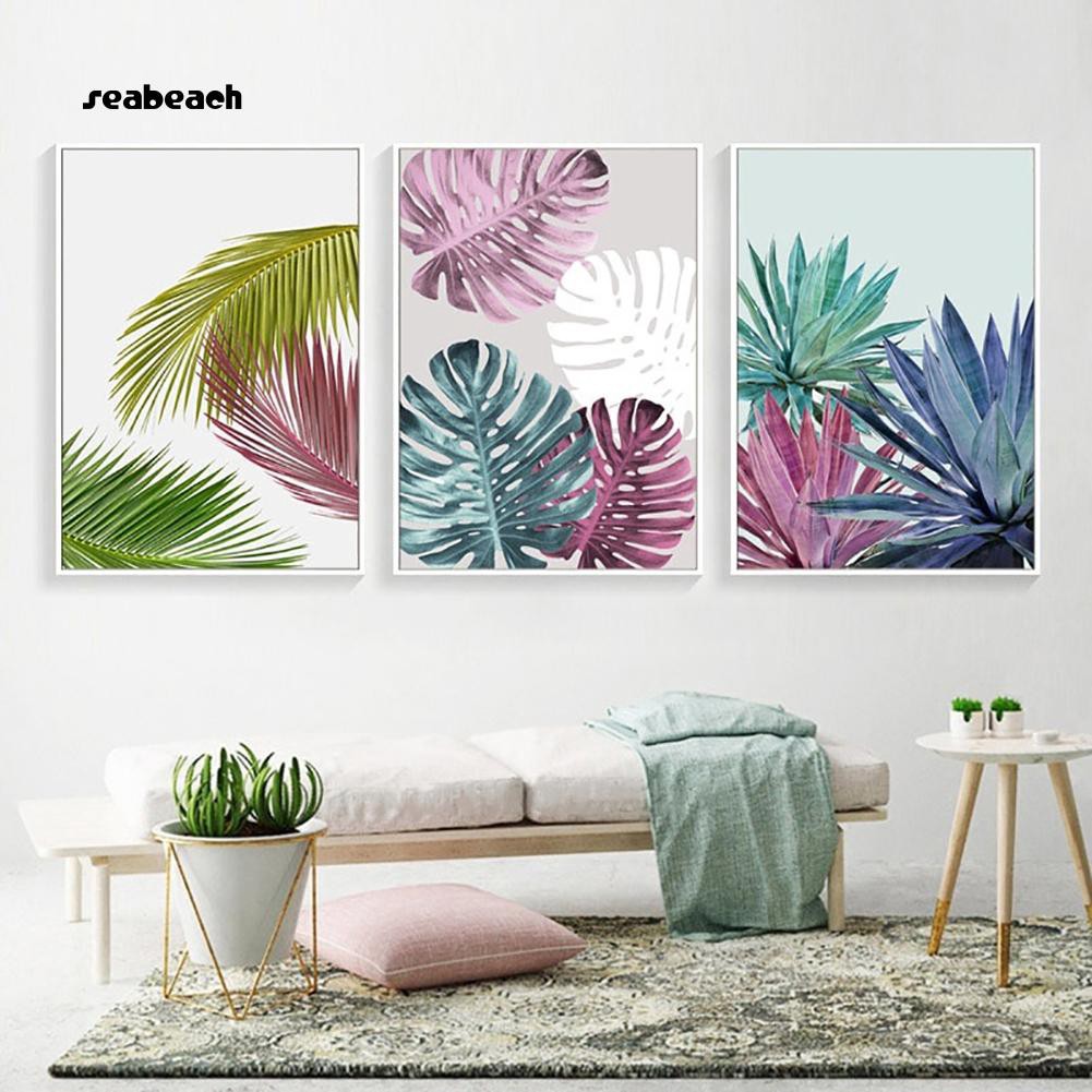 Seabeach Abstract Plant Leaf Wall Art Canvas Painting Nordic